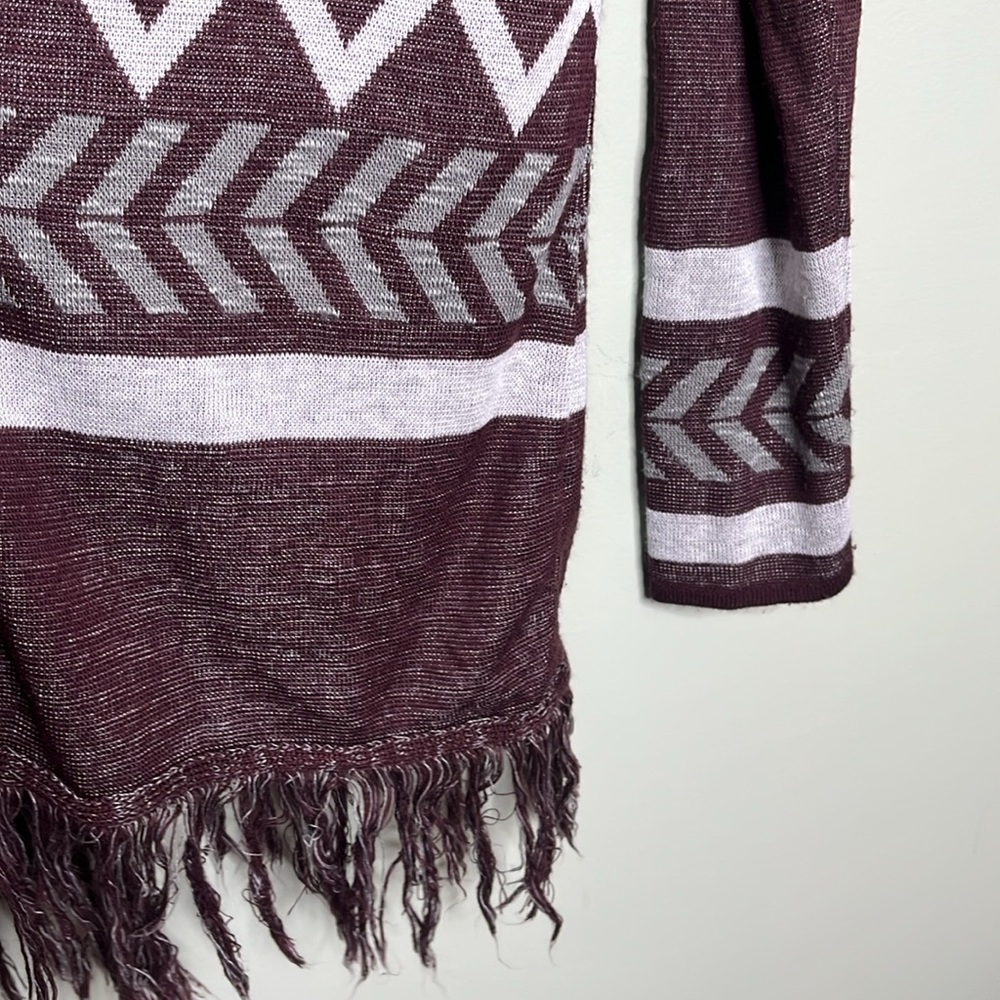 Vanity Burgundy Fringe Cardigan Medium - Picture 3 of 5